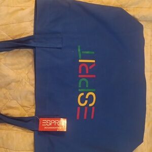 Esprit Vibrant Blue Tote with Multicolor Logo NWT Vintage